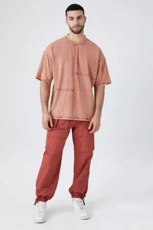 Forever 21 Men's Nylon Parachute Cargo Joggers Rust Forever 21