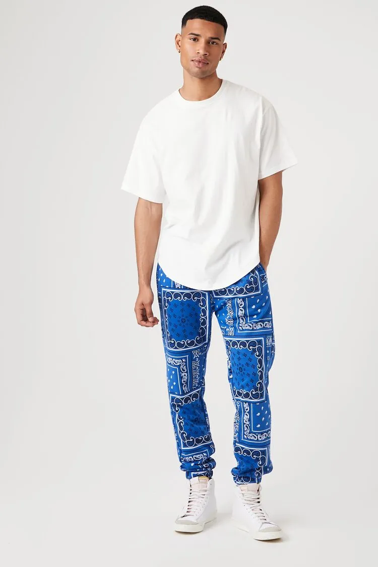 Forever 21 Men's Paisley Print Joggers Blue/Multi Forever 21