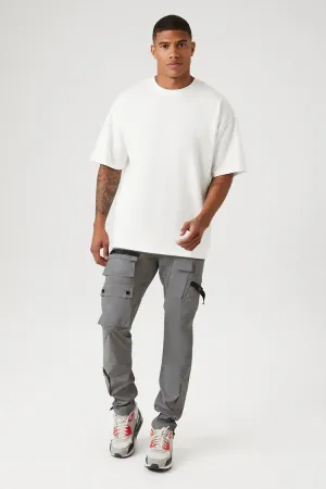 Forever 21 Men's Reflective Drawstring Cargo Joggers Grey Forever 21