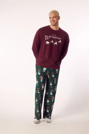 Forever 21 Men's Teddy Bear Print Pajama Pants Green/Multi Forever 21