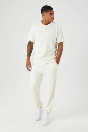 Forever 21 Men's Thermal Drawstring Joggers Cream Forever 21