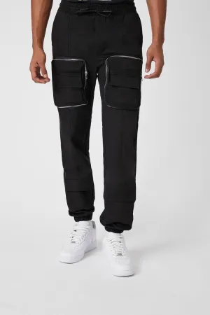 Forever 21 Men's Twill 3D Pocket Cargo Joggers Black Forever 21