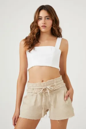 Forever 21 Women's Linen-Blend Drawstring Shorts Sand Forever 21