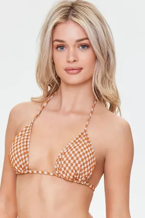 Forever 21 Women's Plaid Triangle Bikini Top Ginger/Ivory Forever 21