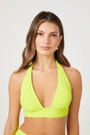 Forever 21 Women's Plunging Halter Bikini Top Citron Forever 21