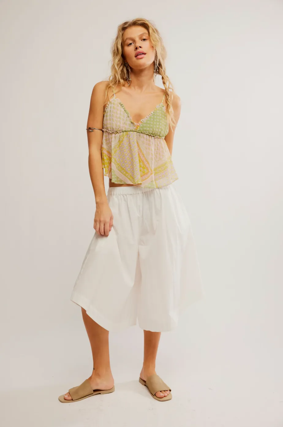 FREE PEOPLE Lucca Culotte Shorts - Ivory