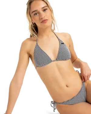 Gingham Tiki Tri Bikini Top in Anthracite
