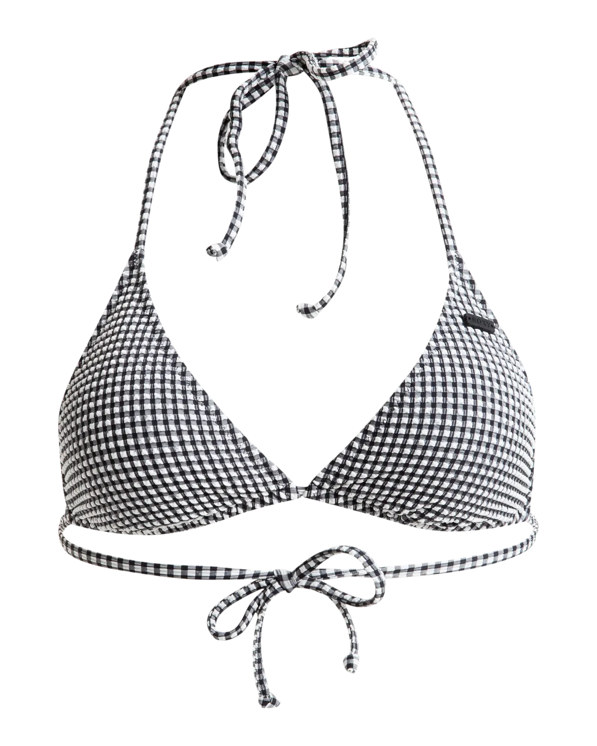 Gingham Tiki Tri Bikini Top in Anthracite