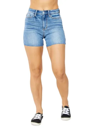 High Waist Denim Short In Denim Blue