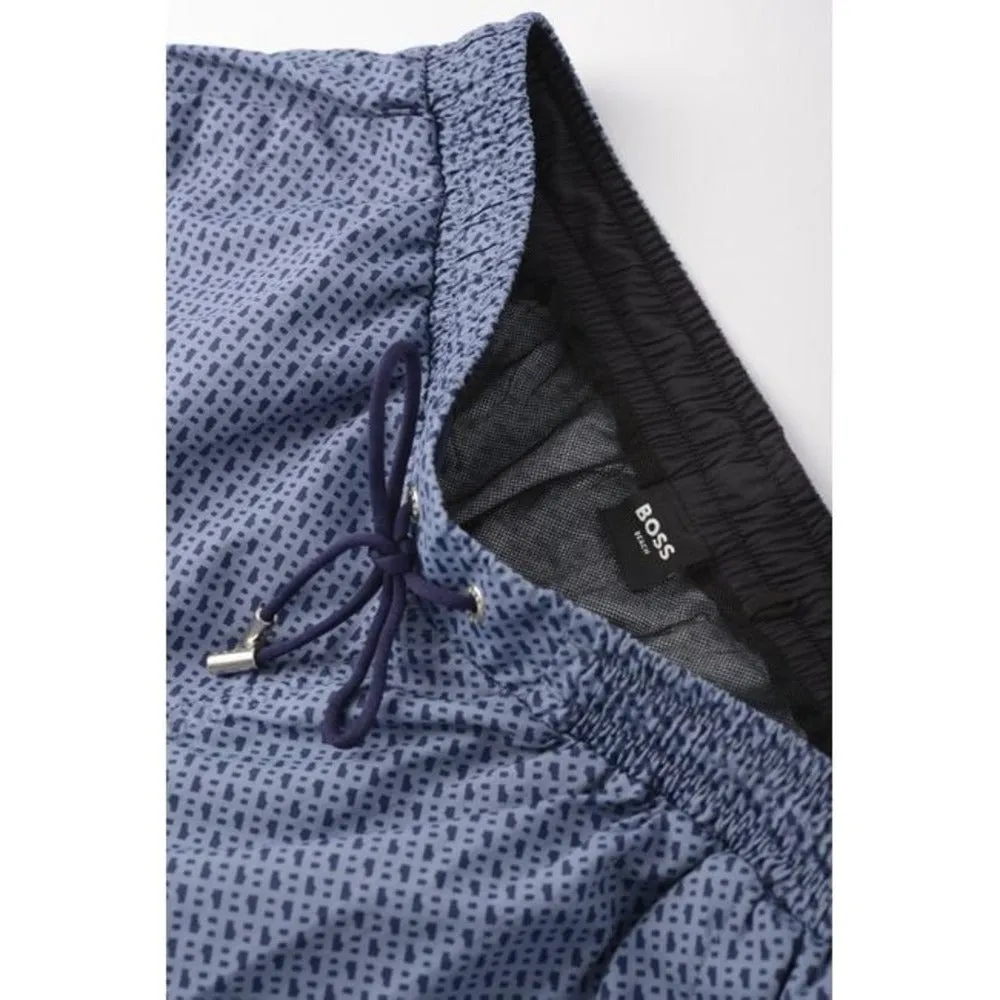 Hugo Boss Men's Ciro All-Over Logo Swim Trunks, Navy