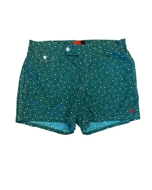 Isaia Mens Green White Waist Strap Swim Trunk