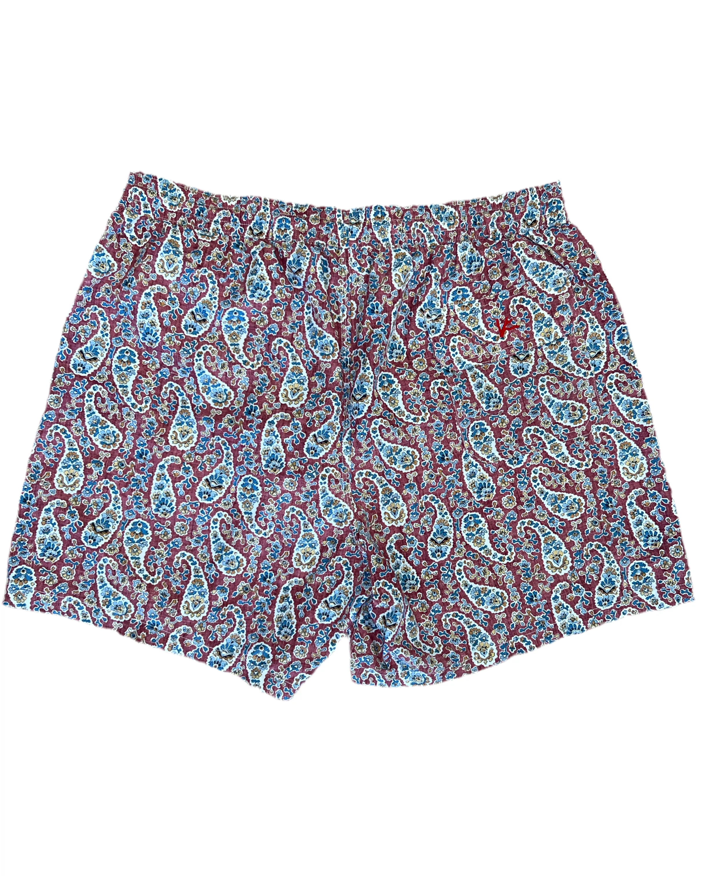 Isaia Mens Pink Multicolored Floral Paisley Pattern Swim Trunks
