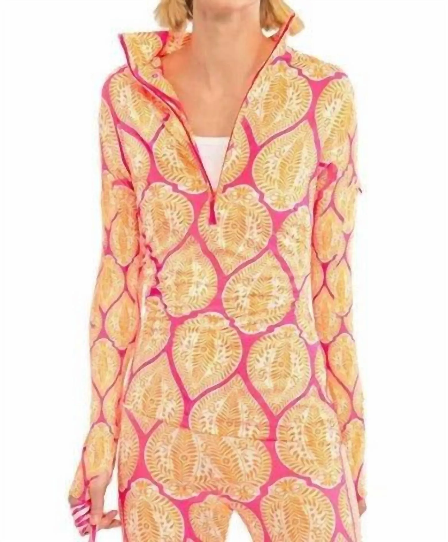 Jock Girl Top In Indian Summer Pink/orange