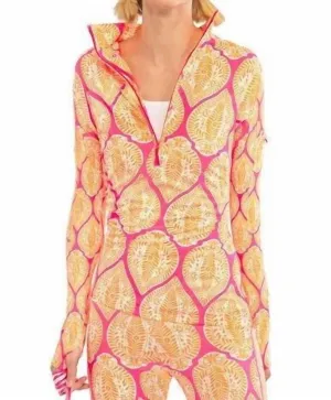 Jock Girl Top In Indian Summer Pink/orange