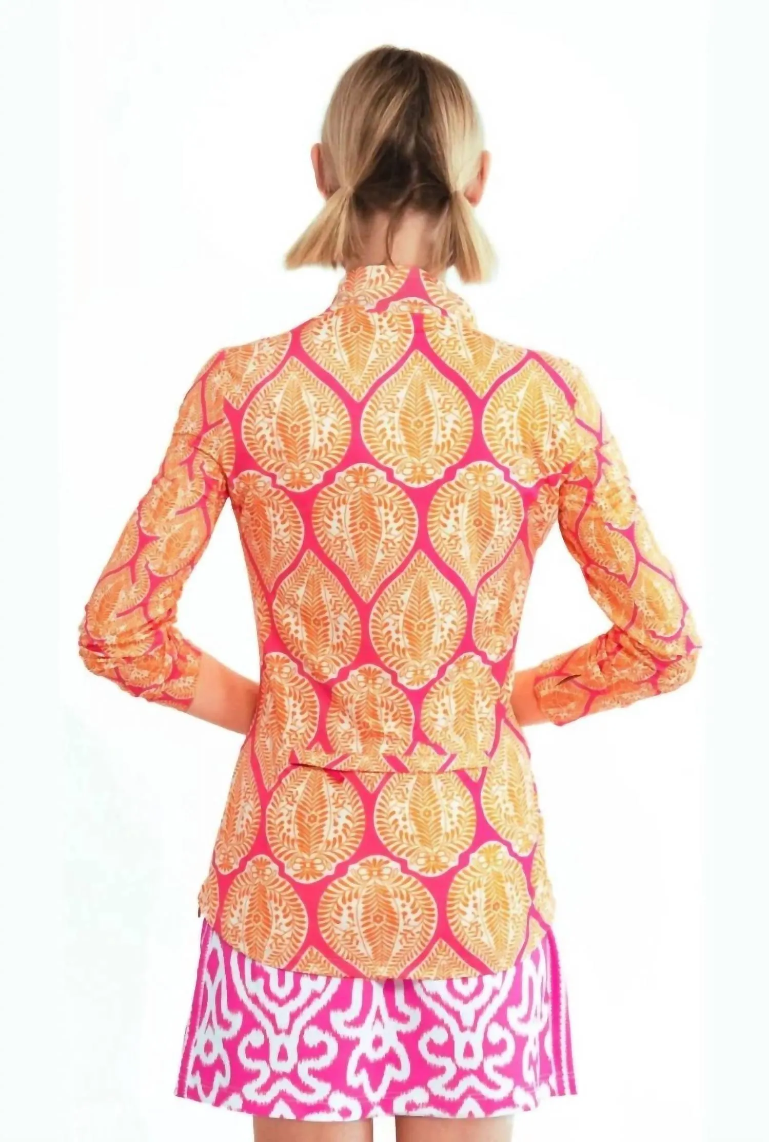 Jock Girl Top In Indian Summer Pink/orange