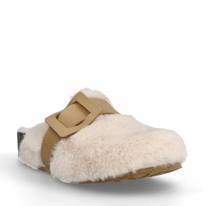 Joelina Women's Vegan Shearling Slippers | White