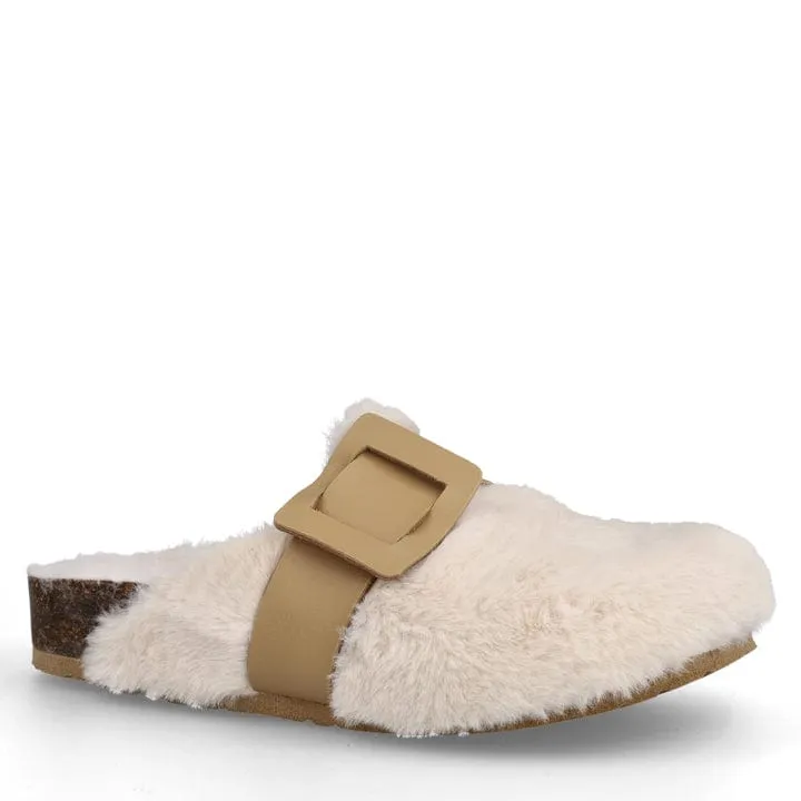 Joelina Women's Vegan Shearling Slippers | White