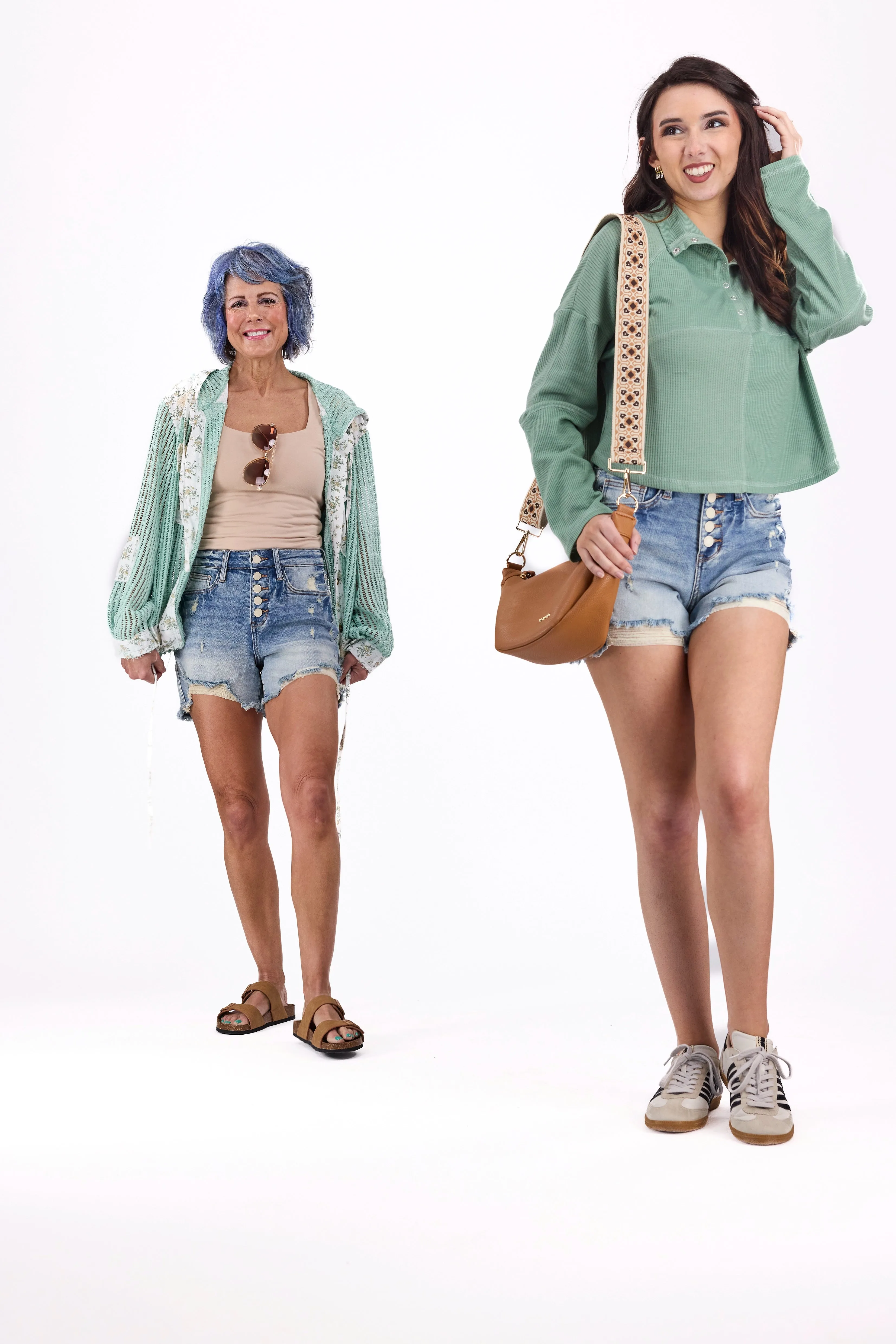Judy Blue Beach Beauty Women's High-Rise Mid-Length Denim Shorts