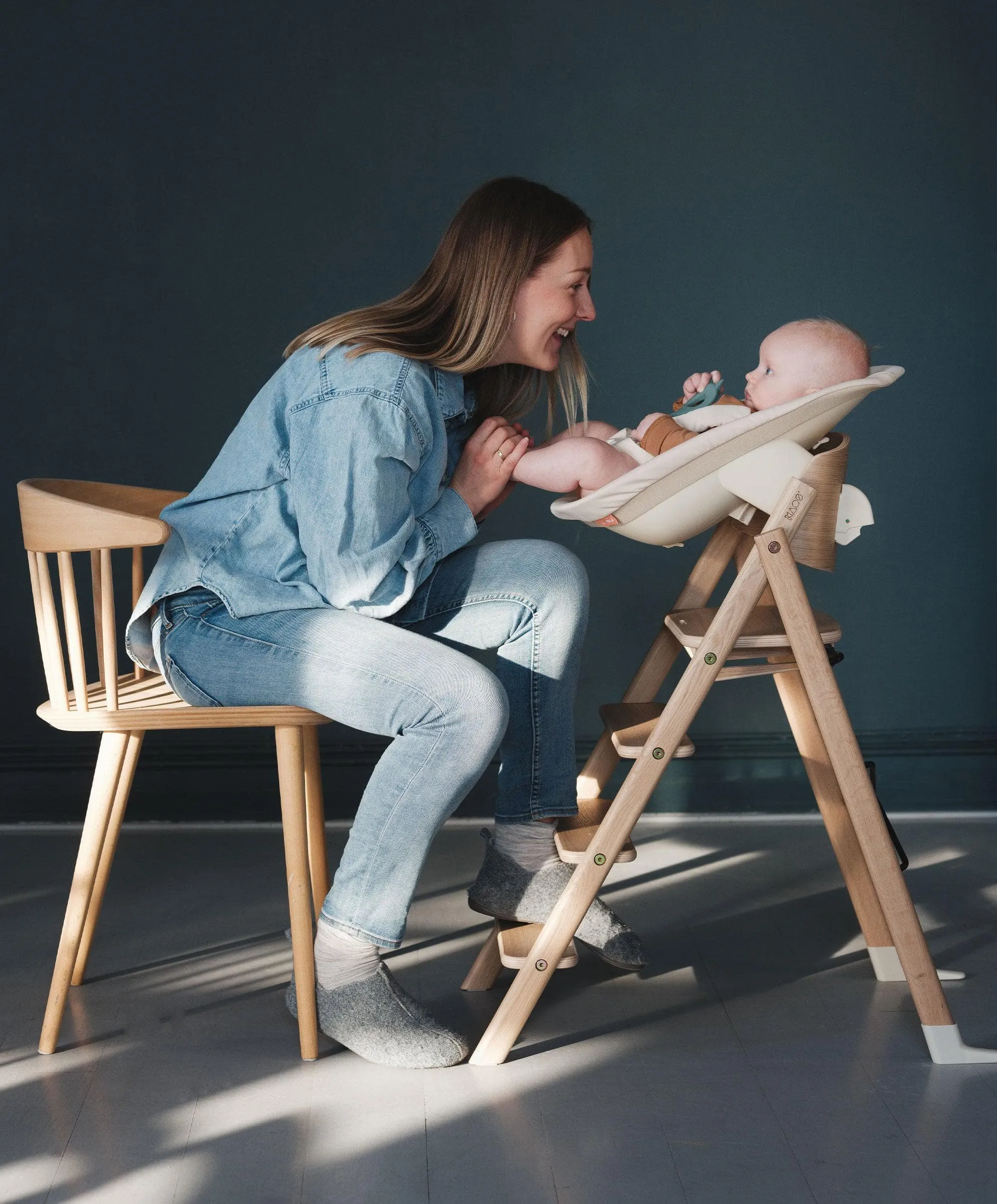 KAOS Klapp Highchair and Newborn Baby Seat Set - Beech Babykids BIBS