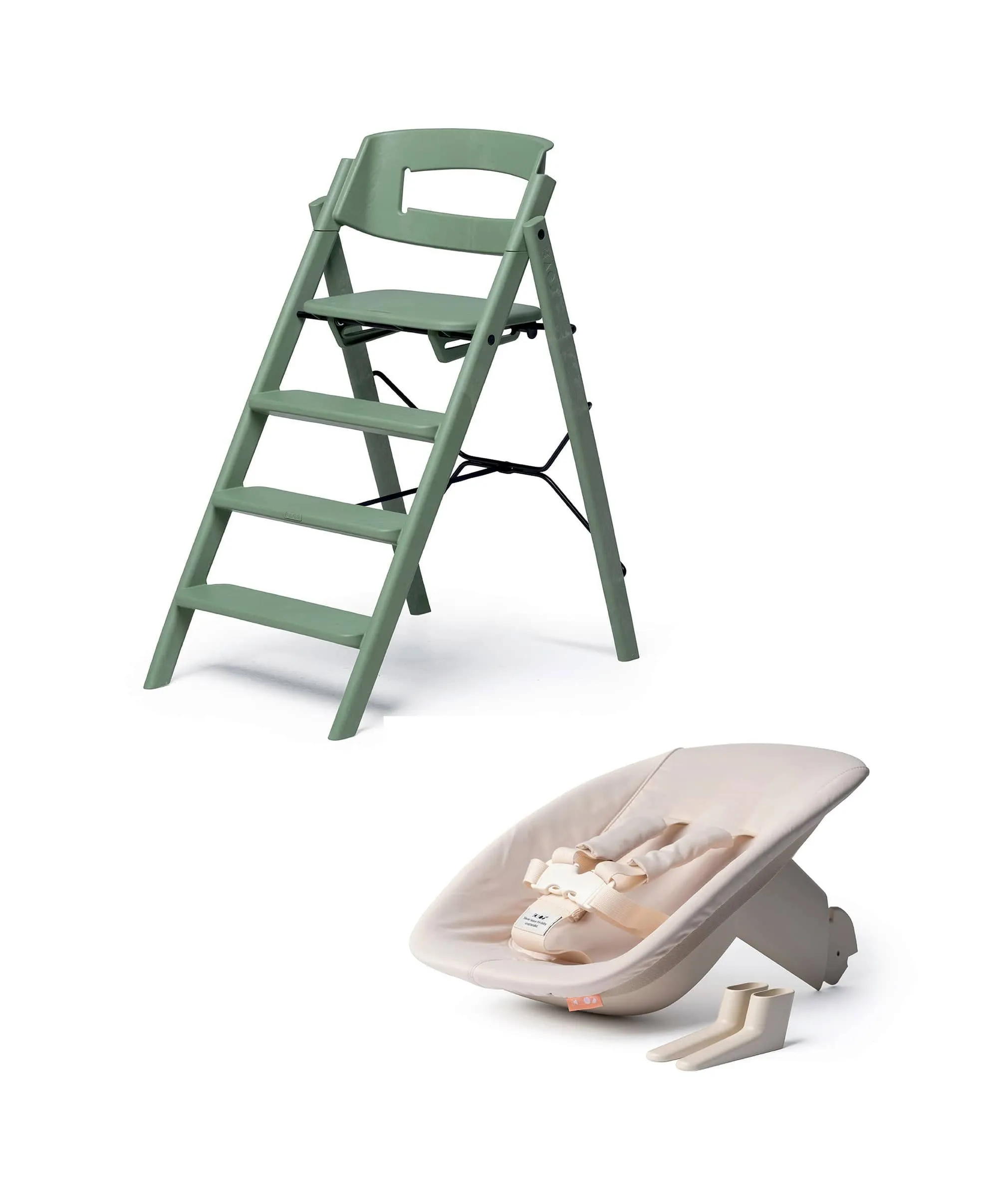 KAOS Klapp Recycled Highchair and Newborn Baby Seat Set - Mineral Green Babykids KAOS