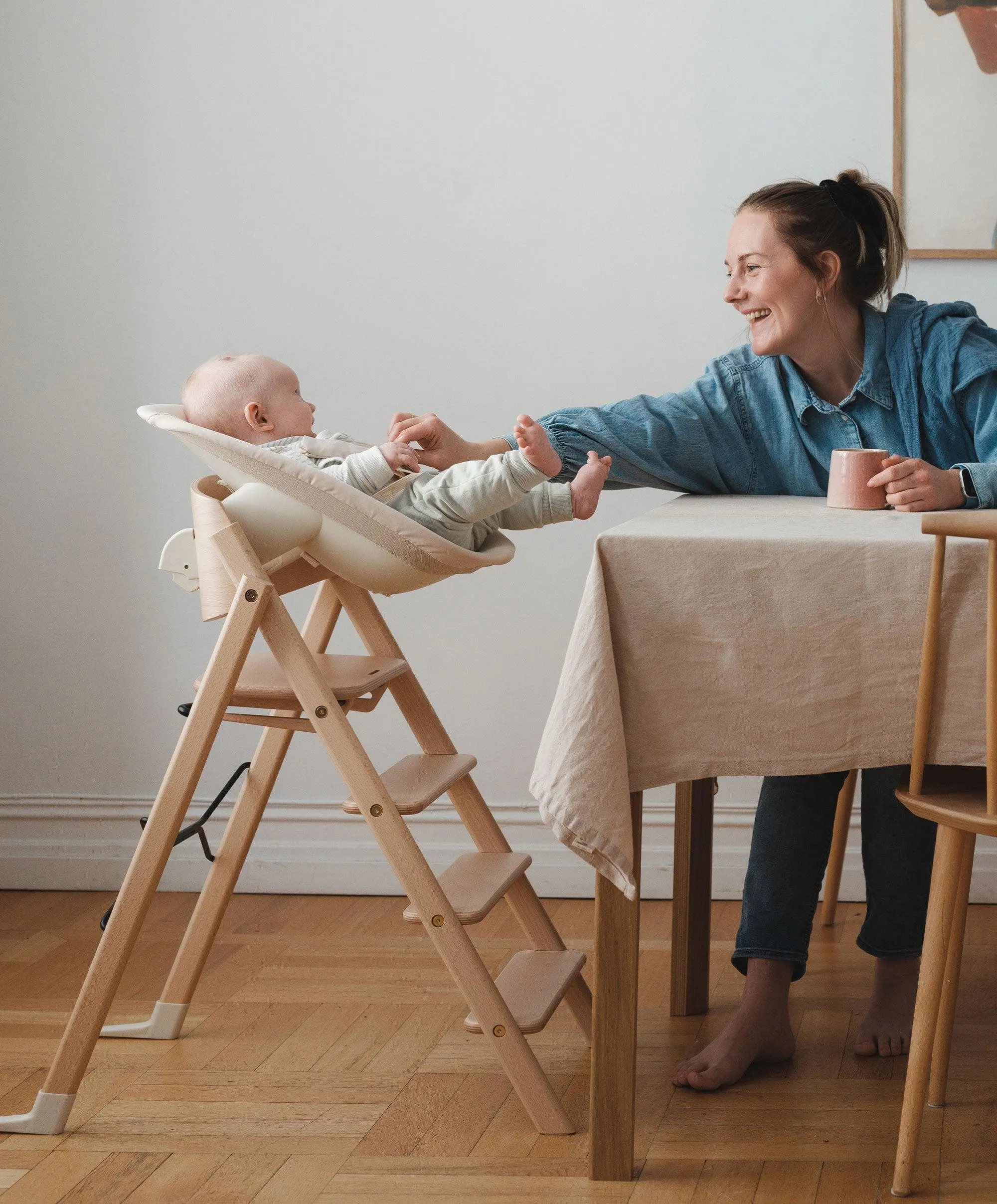 KAOS Klapp Recycled Highchair and Newborn Baby Seat Set - Mineral Green Babykids KAOS
