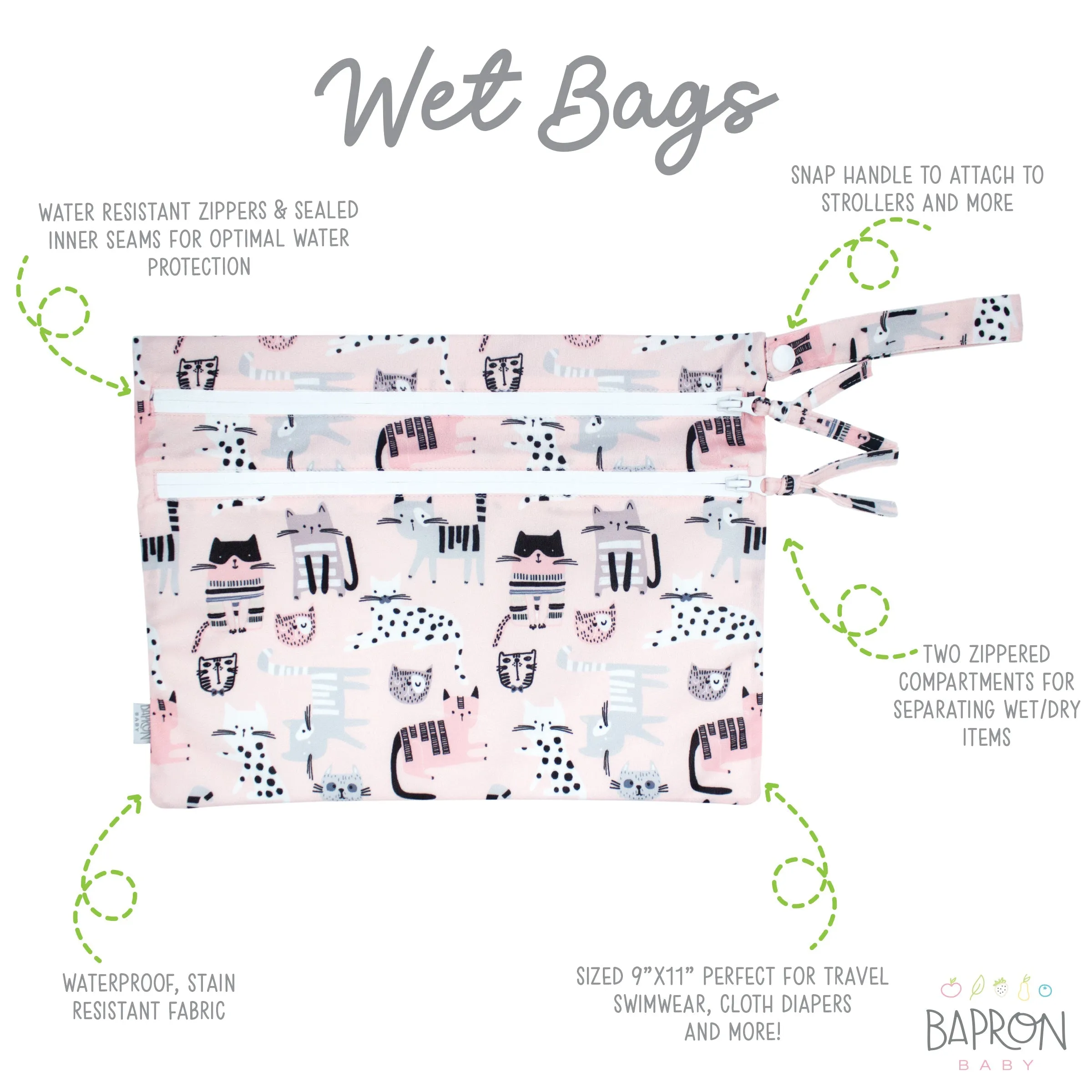 Kitty - Waterproof Wet Bag (for Mealtime, On-the-go, And More!) Babykids_Bapron-Baby