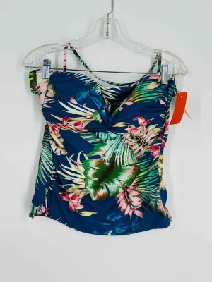 La Blanca Size 10 Slate/Multi Tropical Swimwear 2-PC Swimsuit