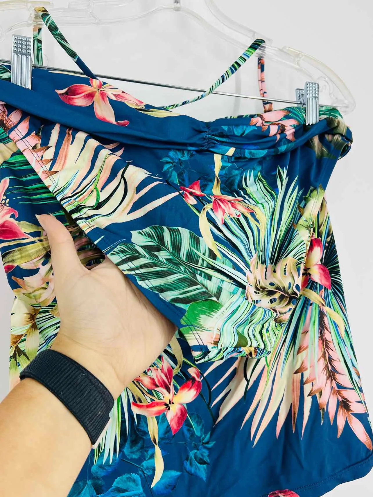 La Blanca Size 10 Slate/Multi Tropical Swimwear 2-PC Swimsuit