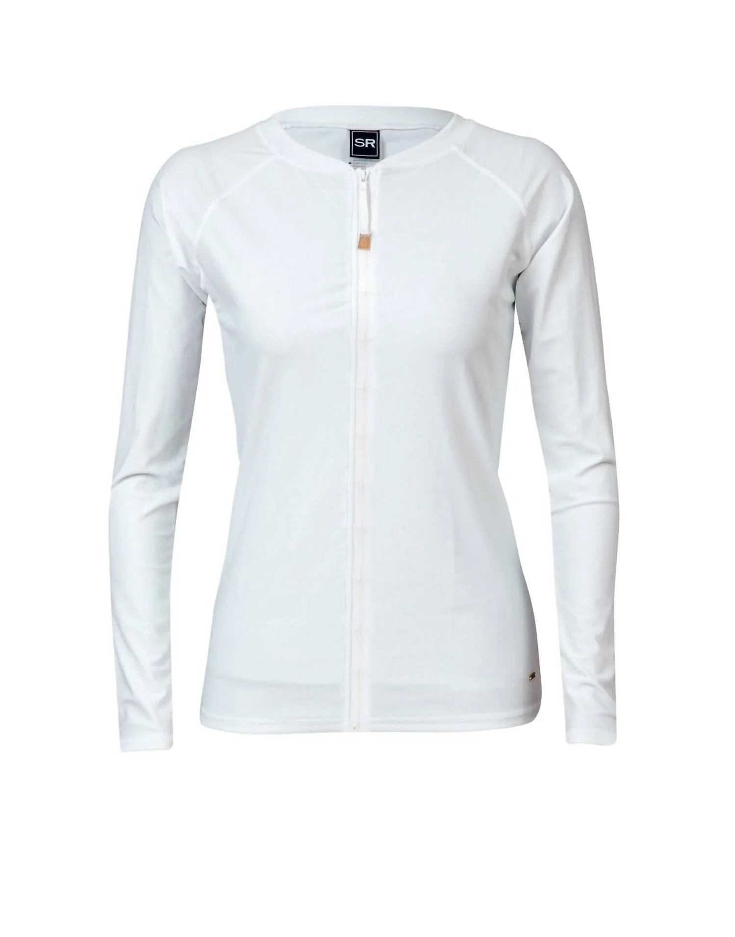 Ladies Zip Front Rash Top In White