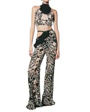 Large Rose Top In Vanilla-Black