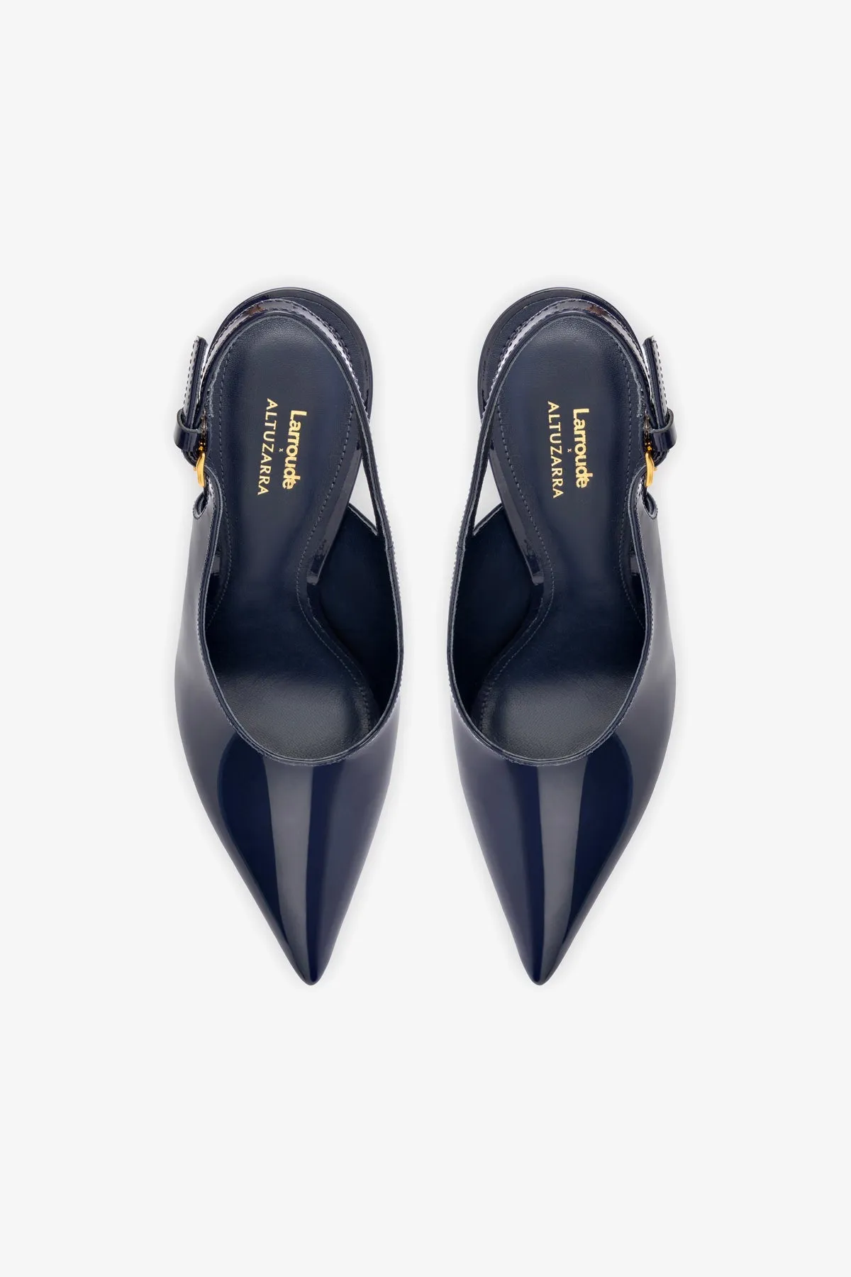 Larroudé x Altuzarra Pump In Navy Patent Leather