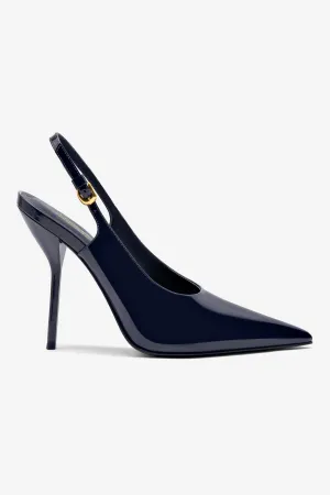 Larroudé x Altuzarra Pump In Navy Patent Leather