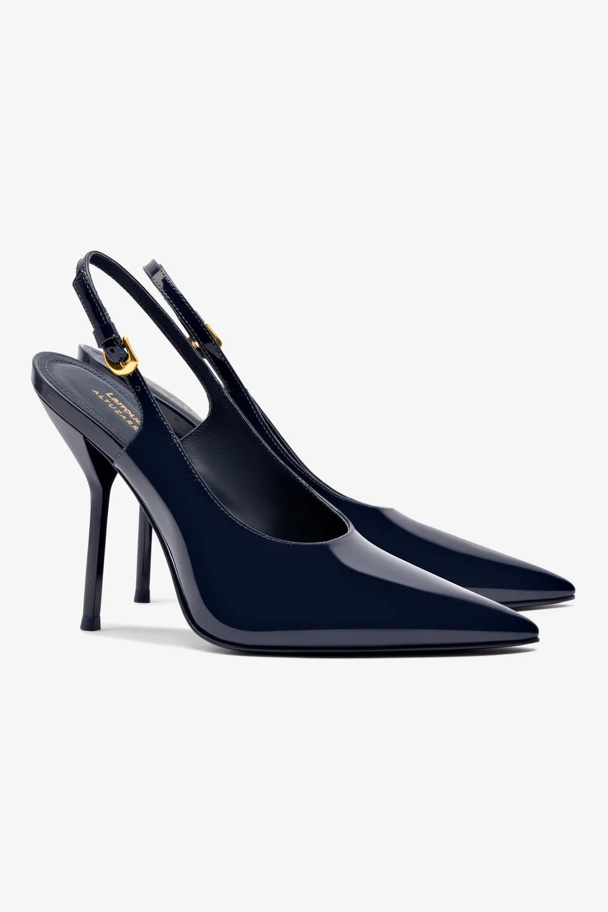 Larroudé x Altuzarra Pump In Navy Patent Leather