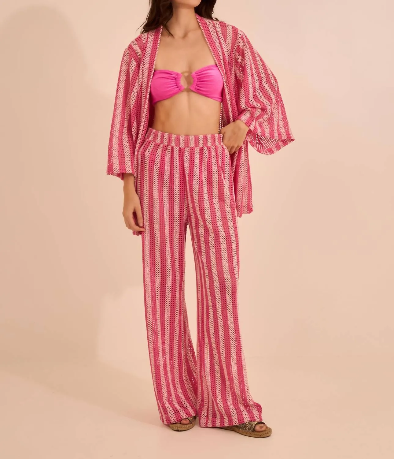 Line Poncho Top In Pink