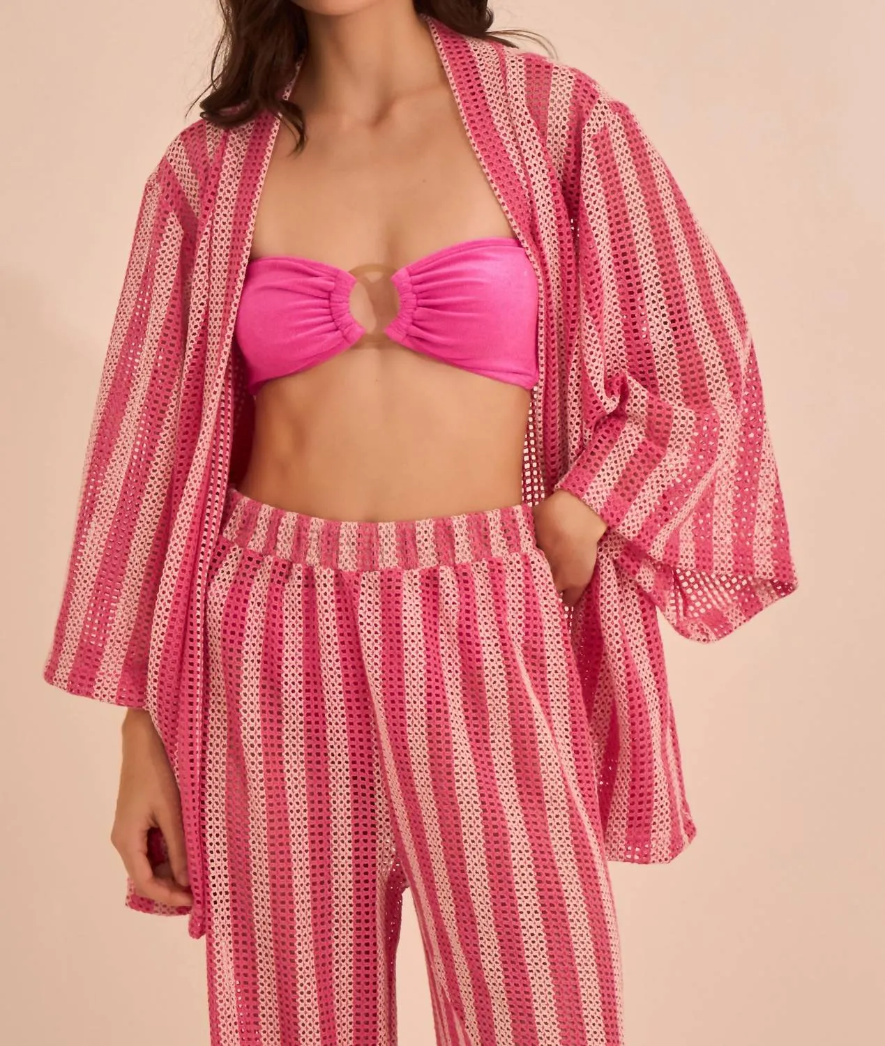 Line Poncho Top In Pink