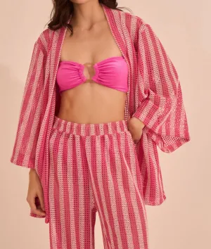 Line Poncho Top In Pink