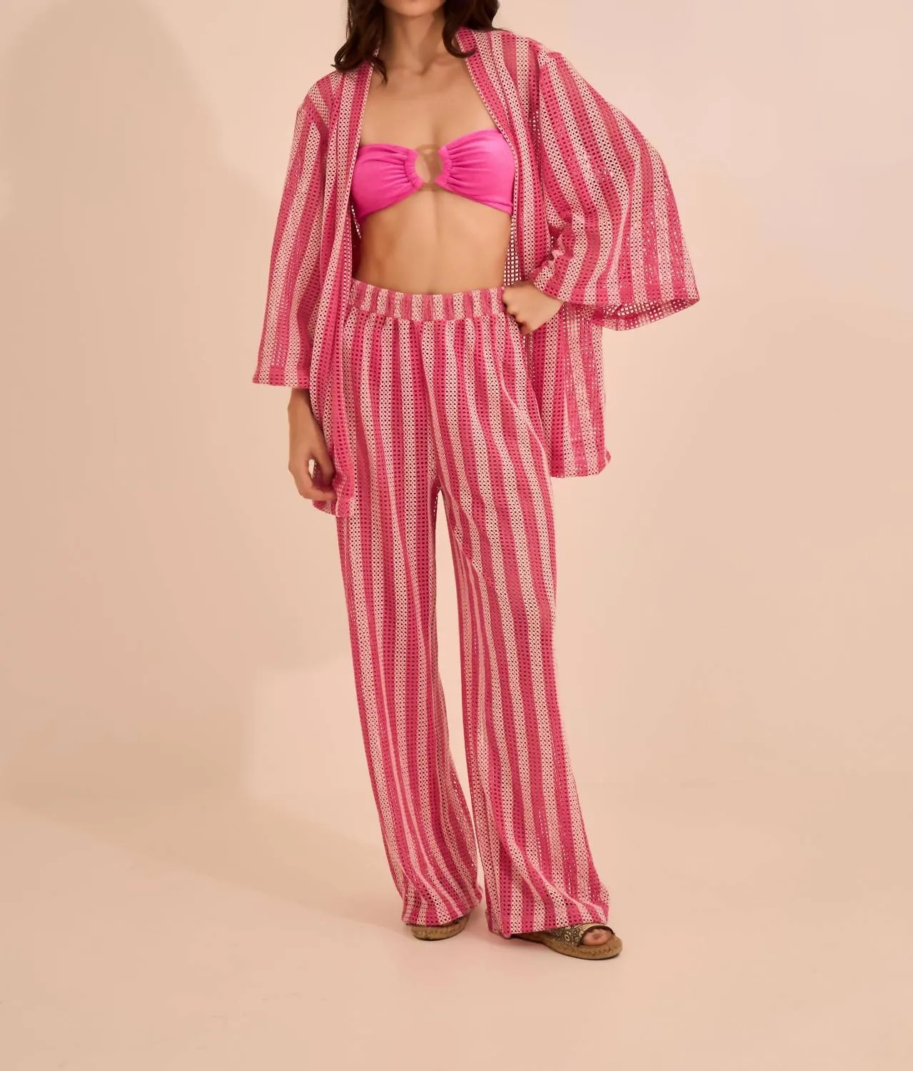Line Poncho Top In Pink