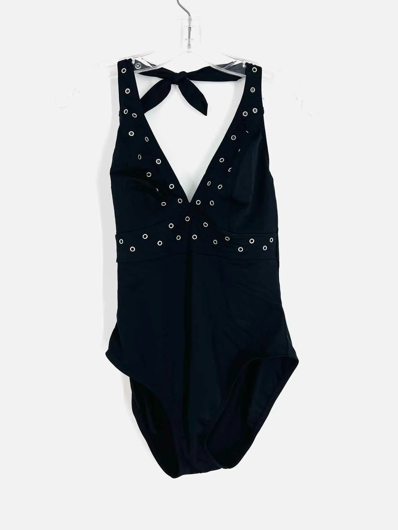 Magic Suit Size 10 Black/Silver Grommets Swimwear Swimsuit