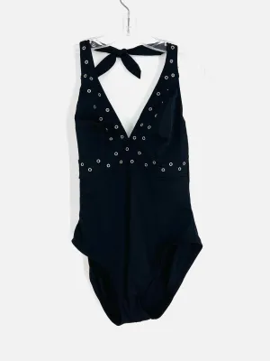 Magic Suit Size 10 Black/Silver Grommets Swimwear Swimsuit