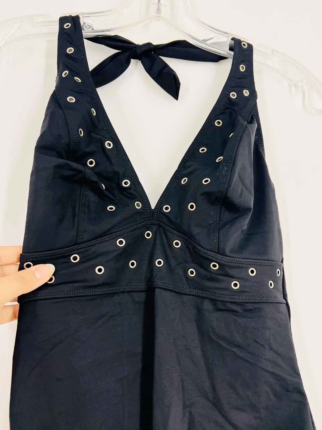 Magic Suit Size 10 Black/Silver Grommets Swimwear Swimsuit