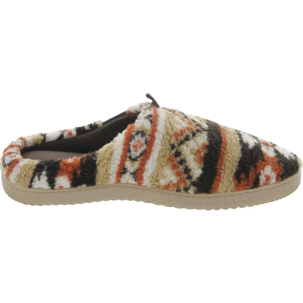 Mens Fleece Fairisle Scuff Slippers