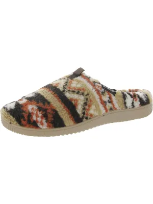 Mens Fleece Fairisle Scuff Slippers