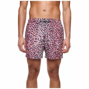 Men's Leopard Spot Swim Trunks In Pink/black