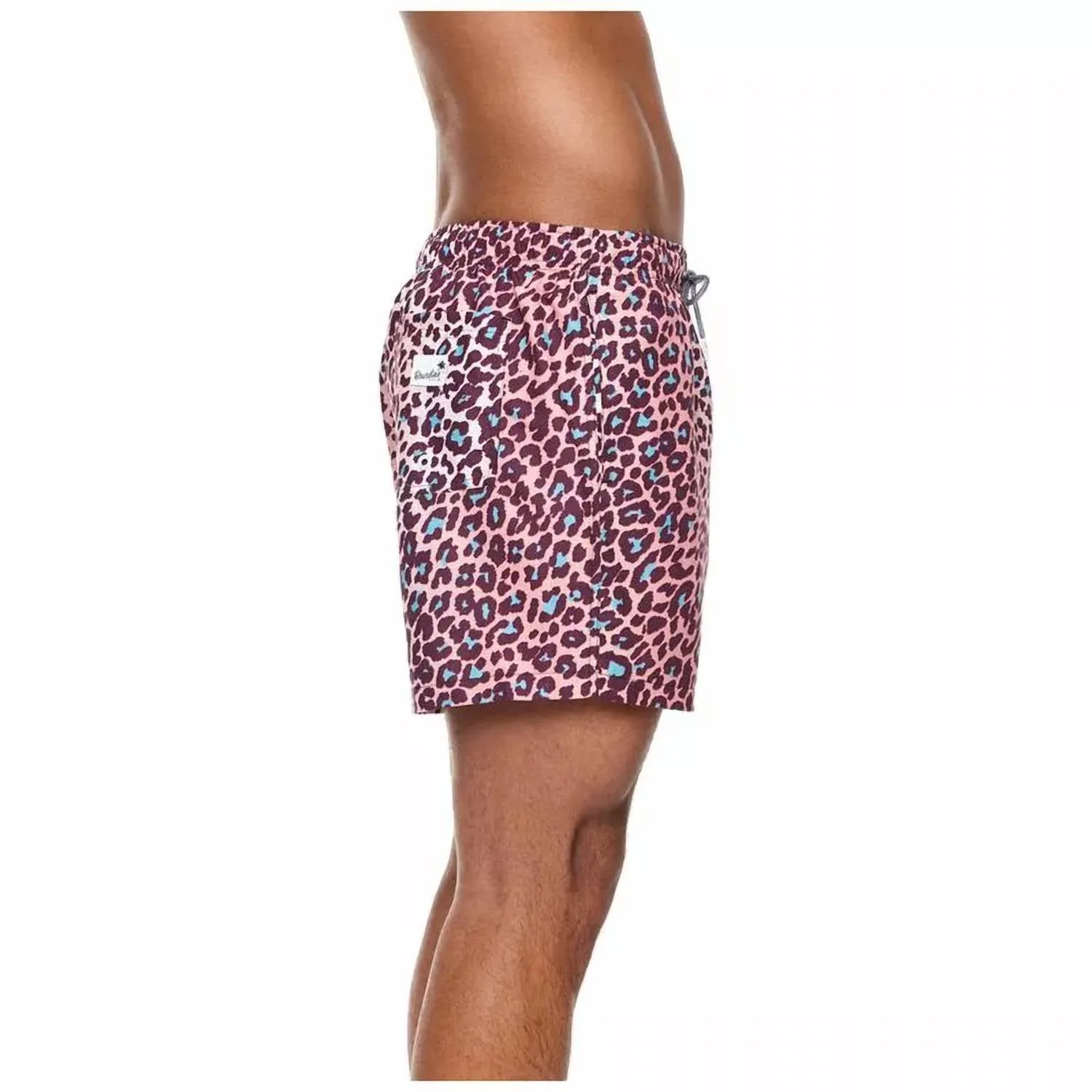 Men's Leopard Spot Swim Trunks In Pink/black