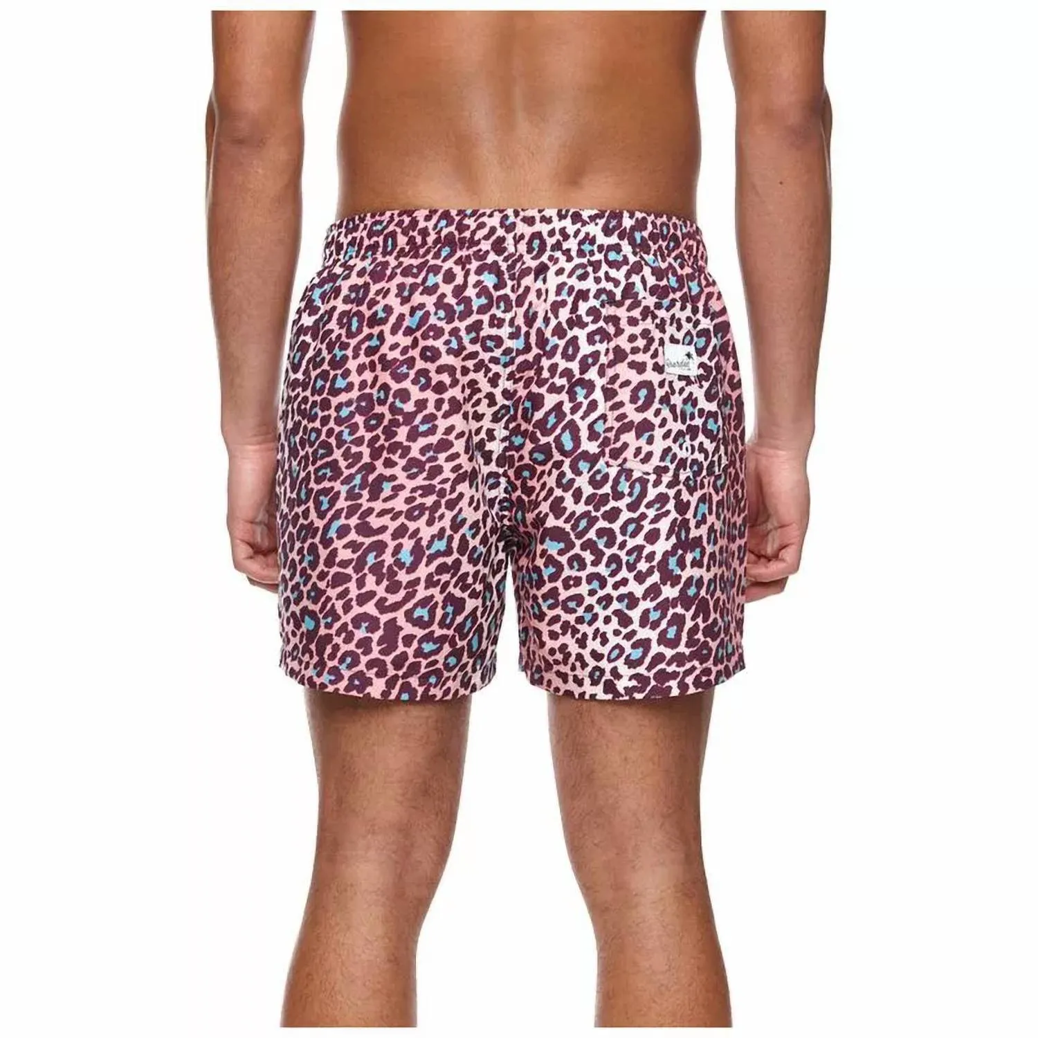 Men's Leopard Spot Swim Trunks In Pink/black