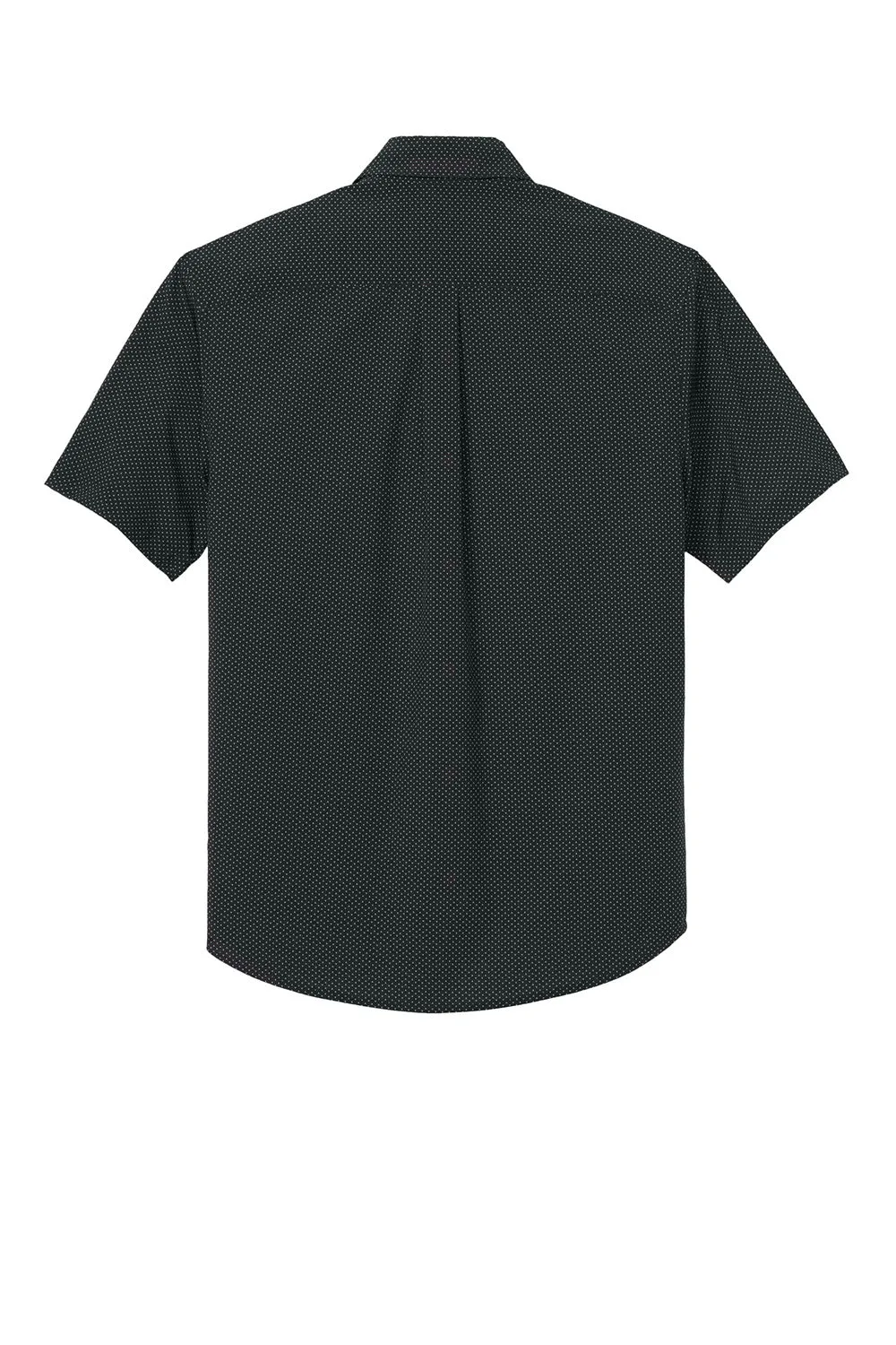 Mercer Mettle Mens UV Capital Tech Moisture Wicking Short Sleeve Button Down Shirt w/ Pocket - Deep Black Triangle Print