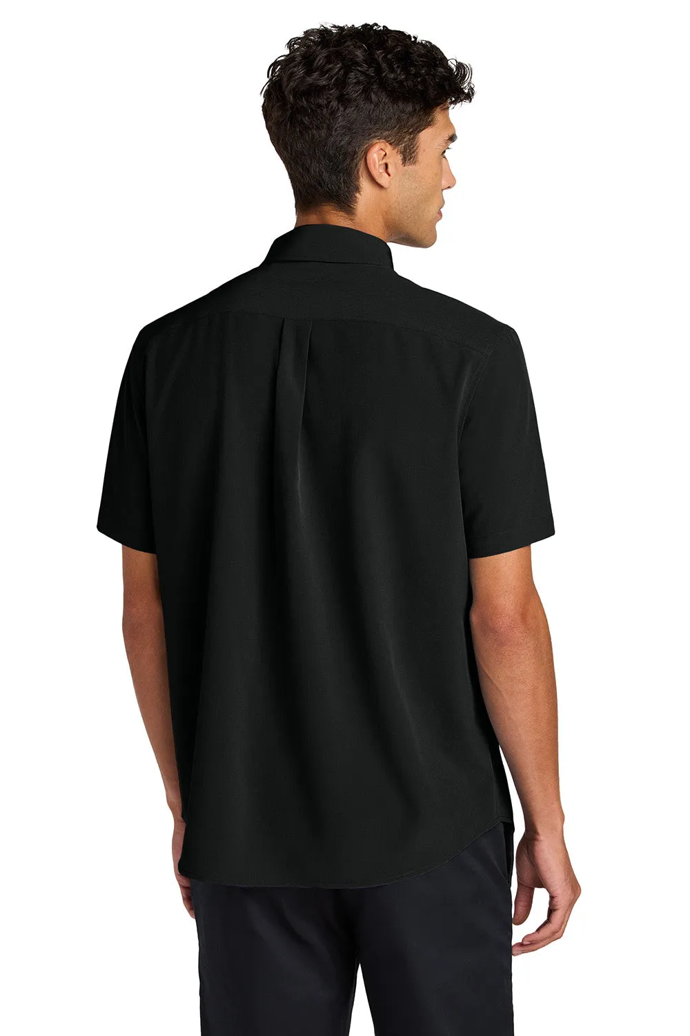 Mercer Mettle Mens UV Capital Tech Moisture Wicking Short Sleeve Button Down Shirt w/ Pocket - Deep Black
