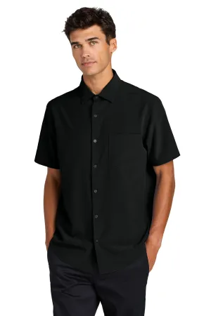 Mercer Mettle Mens UV Capital Tech Moisture Wicking Short Sleeve Button Down Shirt w/ Pocket - Deep Black