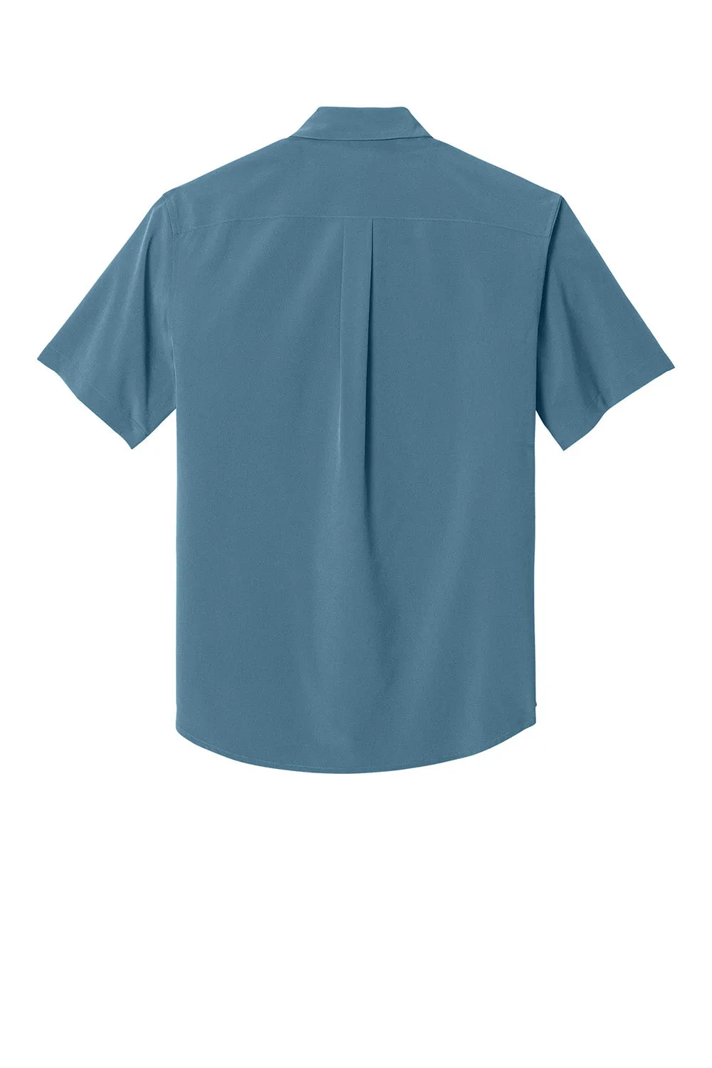 Mercer Mettle Mens UV Capital Tech Moisture Wicking Short Sleeve Button Down Shirt w/ Pocket - Harbor Blue