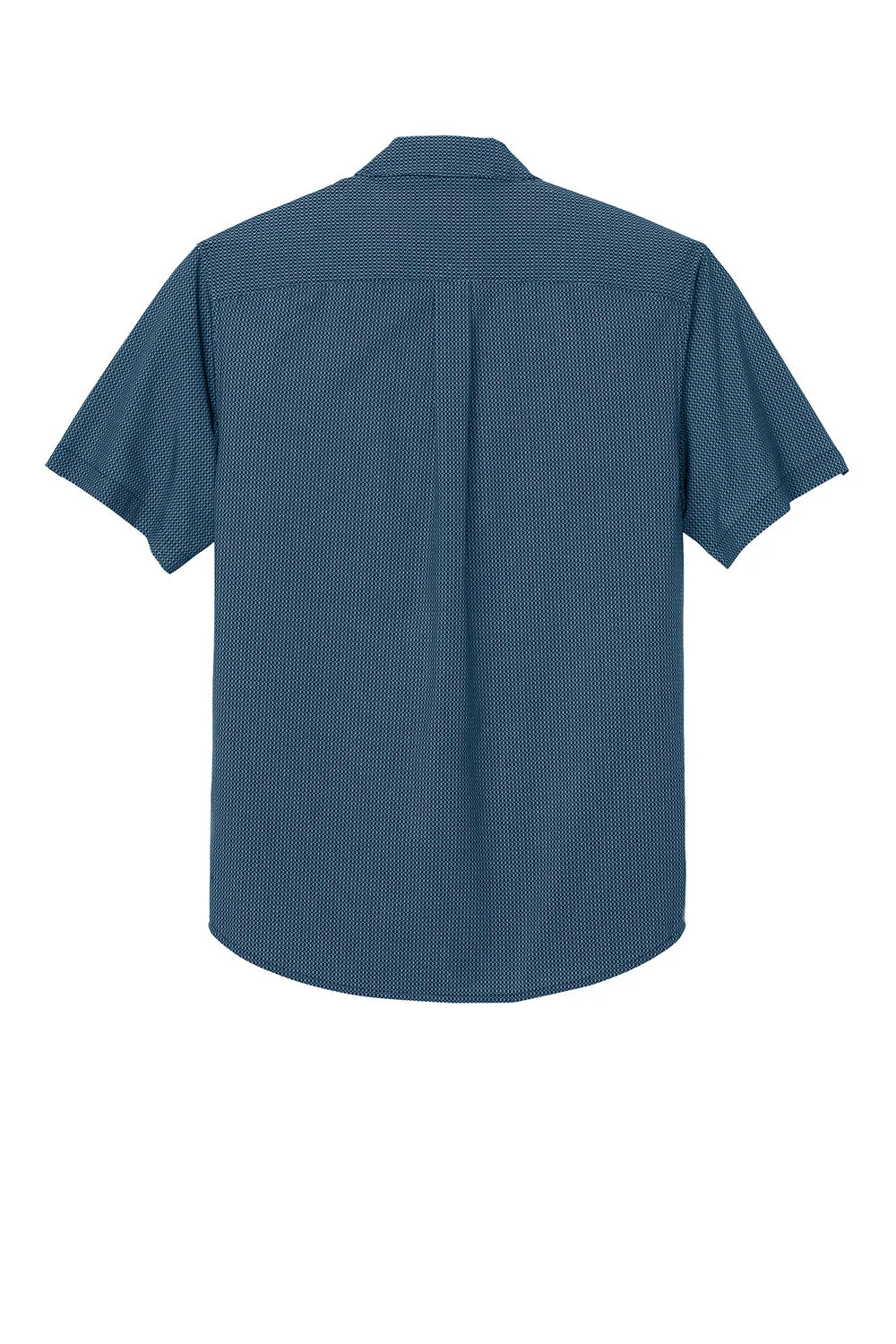 Mercer Mettle Mens UV Capital Tech Moisture Wicking Short Sleeve Button Down Shirt w/ Pocket - Night Navy Blue Dash Print
